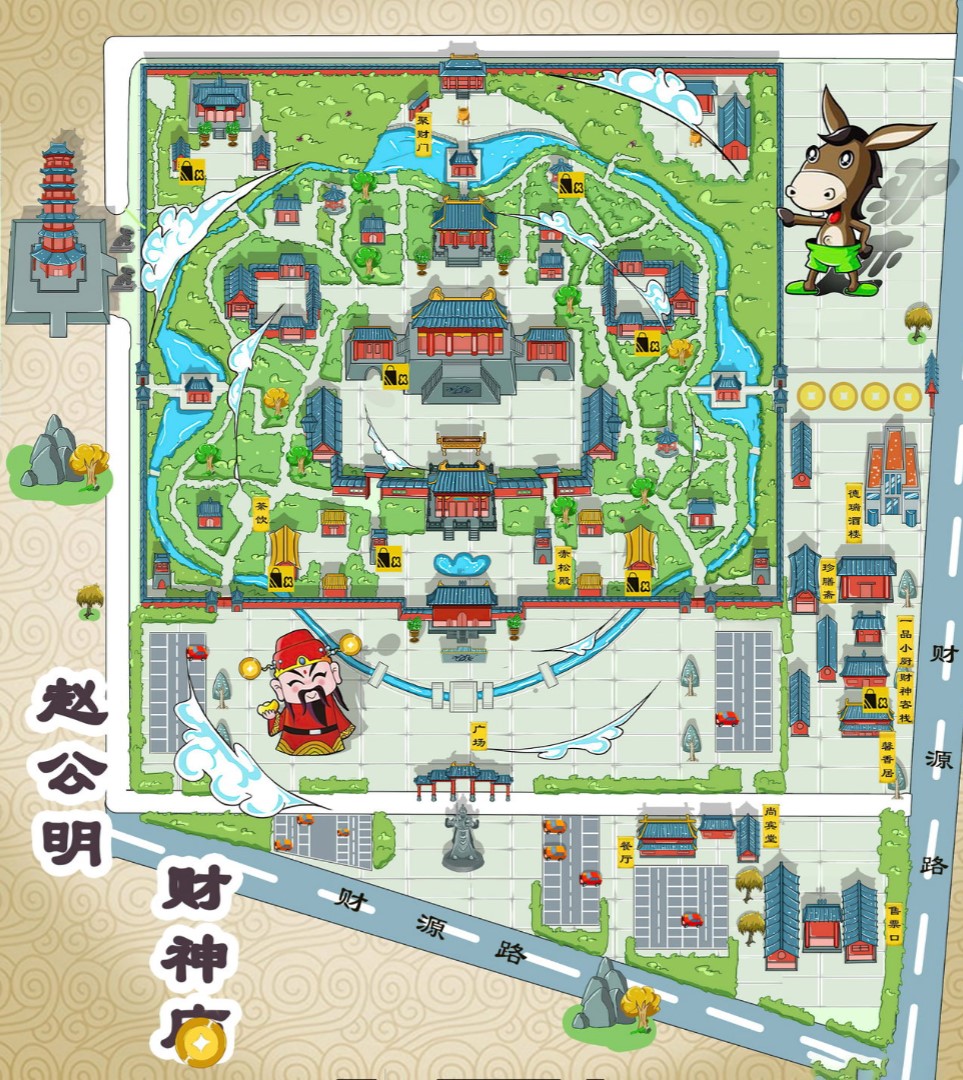 靖宇寺庙类手绘地图